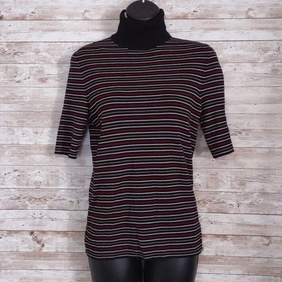 Anne Klein Striped Half Sleeve Sweater Top XS - Picture 3 of 12